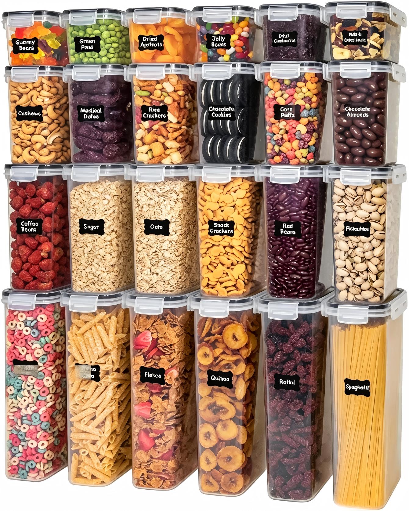 Food Snacks Label - Voedselbewaarcontainers met deksels, 24-delige set (meerdere