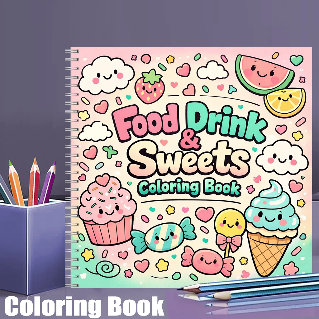 Food Y Snacks Coloring Book - Kleurboek VOEDSEL, DRANK & ZOETE LACHTENHEDEN