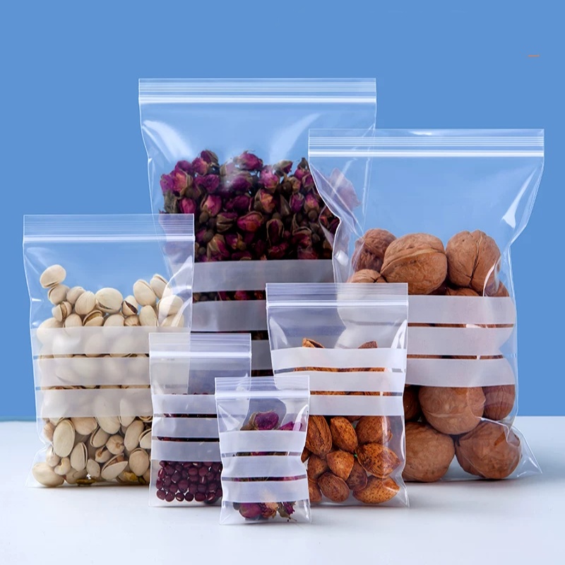 Food Snacks Label - 200 STKS Doorzichtige PE Schrijfzakken met