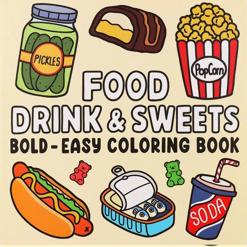 Food Y Snacks Coloring Book - Voedsel, drankjes, desserts, kleurboek voor volwassenen