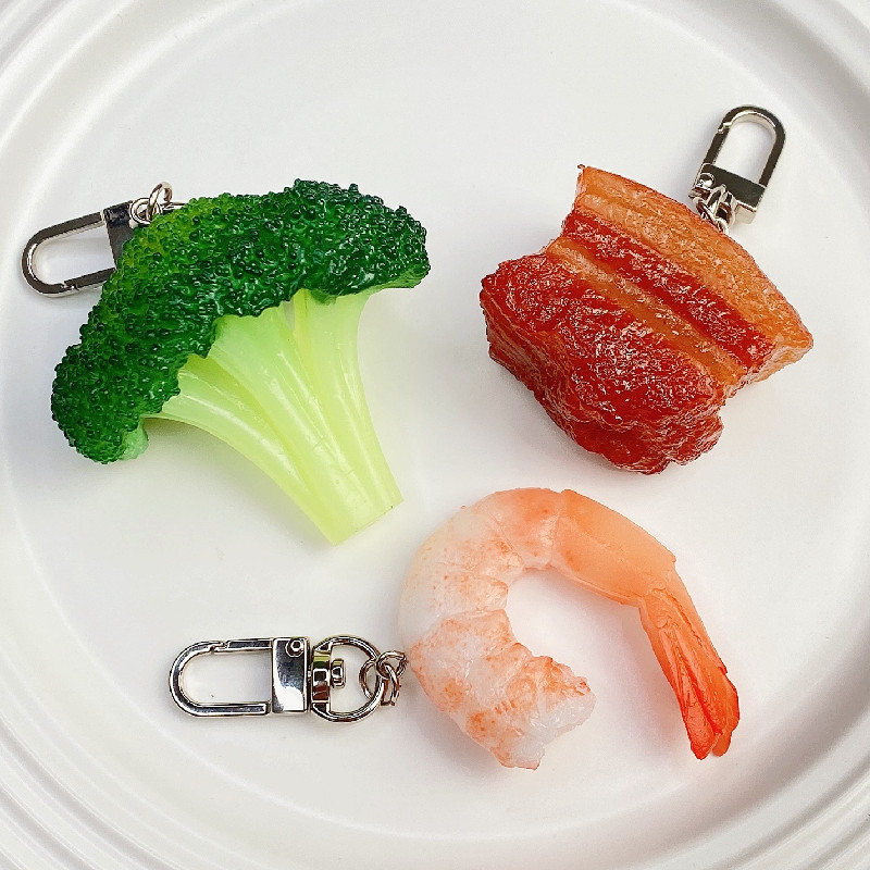 Food Zinc - Simulatie Voedsel Sleutelhanger Gestoofd Varkensvlees Broccoli