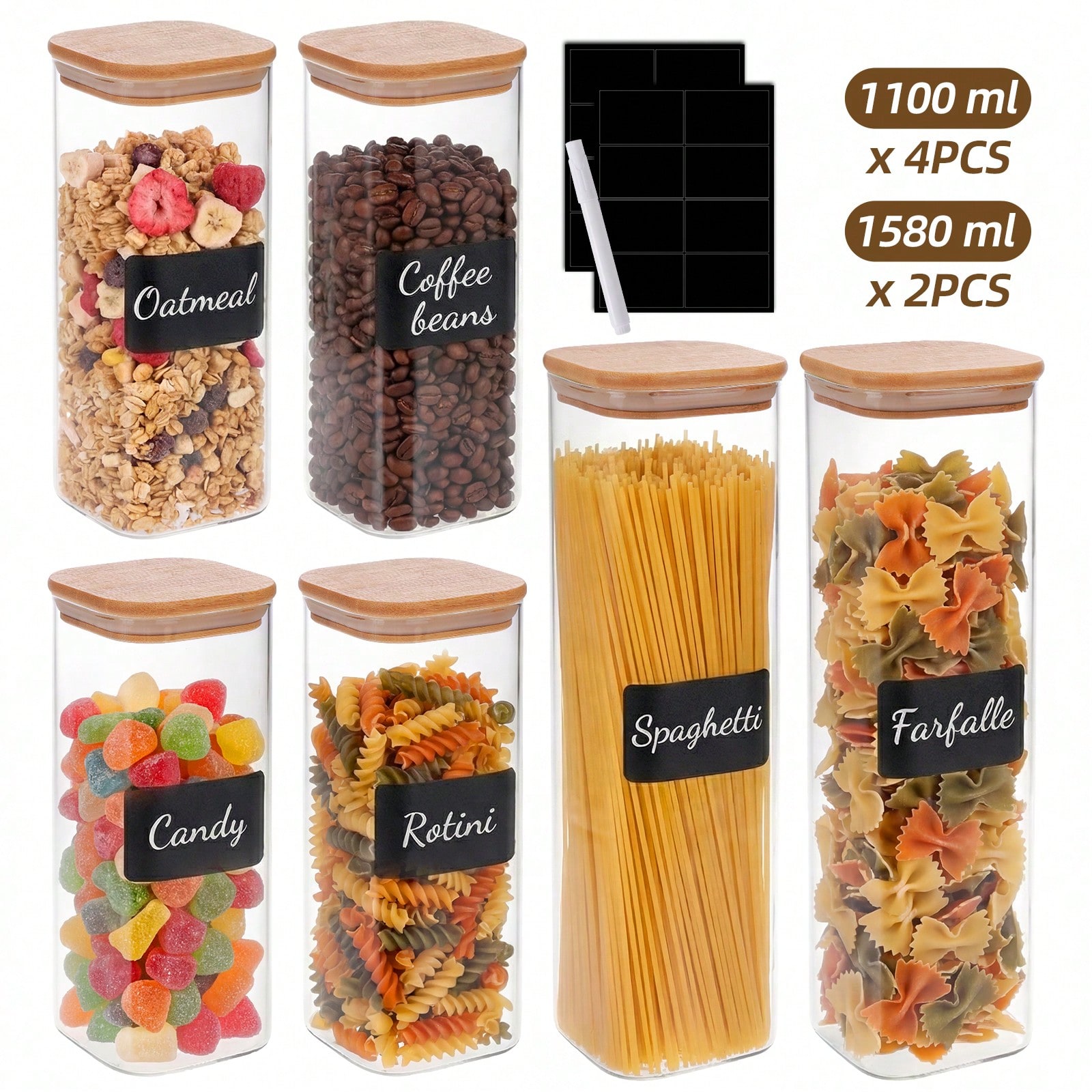 Glazen voedselbewaarcontainers - Food Snacks Label recensie en prijs